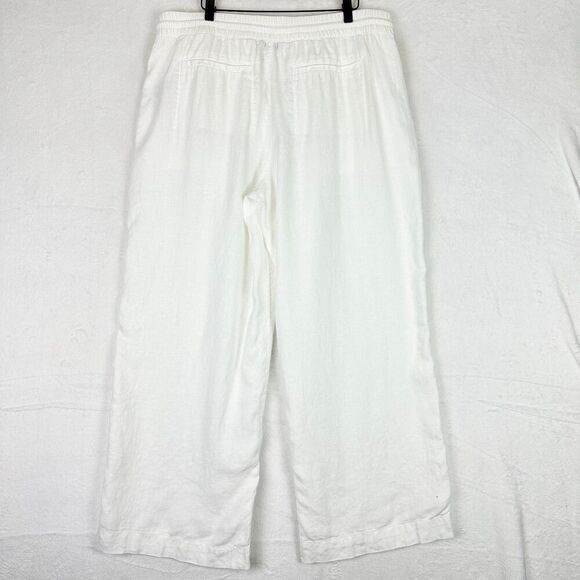 Athleta Retreat Linen Wide Leg Pants Size 16 Calla Lily White Coastal Beach - Picture 3 of 7